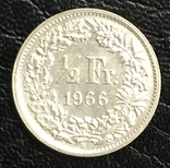 Швейцария ½ франка, 1966 год, фото №3