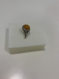 Серебряное кольцо с янтарным камнем, фото №2