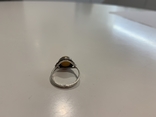 Серебряное кольцо с янтарным камнем, фото №5