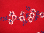 Винтажная скатерть красная, ручная роспись по трафарету, фото №4