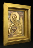 Икона. Образ. Деисус. Чеканка в деревянной раме 175х153 мм., фото №6