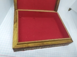 Деревянная коробочка с инкрустацией металлом  рисунком. 135х110х36мм, фото №10