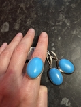 Earrings and ring: natural turquoise, silver, photo number 4