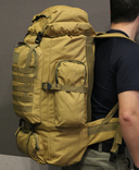 Тактический туристический рюкзак с системой M.O.L.L.E на 70л. (Койот), фото №3