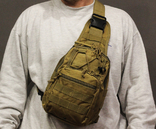 Рюкзак однолямочный 7 литров, тактическая военная сумка (Койот), фото №2