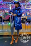 Дутое зимнее пальто oversize / синий перламутр размер М, фото №9