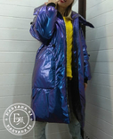 Дутое зимнее пальто oversize / синий перламутр размер М, фото №11