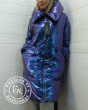 Дутое зимнее пальто oversize / синий перламутр размер М, фото №12