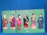 Старое пано Китай шесть человеческих фигурок размер 45Х25, фото №2