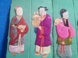 Старое пано Китай шесть человеческих фигурок размер 45Х25, фото №3