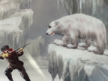 Тарелка настенная, сцена в Арктике - полярный медведь и человек, лиможский фарфор, фото №13