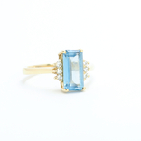 Винтажное небольшое золотое кольцо с натуральным топазом и бриллиантами, фото №3