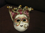 Настенная Венецианская маска  колокольчиками - высота - 21 см.,- фарфор., фото №4
