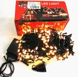 Гирлянда 400 LED Light  , на черном кабеле , тепло белый цвет., фото №8