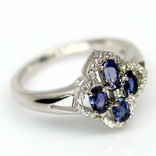 Кольцо серебряное 925 натуральный пурпурный иолит, цирконий., фото №3
