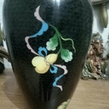 Японская ваза фуазон 50-х годов латунь эмаль, фото №5