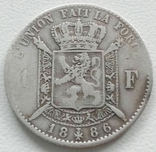 Бельгия 1 франк 1886 года, фото №2