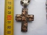 Серебряная цепь с крестом Христос Воскрес . 261 грамм (лоза золотая 7+ грамм), фото №3