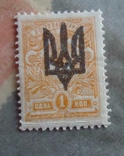 УНР 1918-20 гг  с  трезубом на 1 коп, фото №2