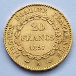 20 франков. 1897. Ангел. Франция. (золото 900, вес 6,45 г), фото №3