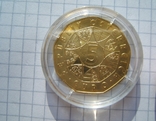 Австрия 5 евро 2005 г. позолоченное серебро KM#3117, 100-ие лыжного спорта., фото №4