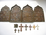 Складень Двунадесятые Праздники,с эмалевым картушем+7 крестов 19ст и иконка Бонусом, фото №2