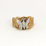Винтажное золотое (10к) кольцо с бабочкой и бриллиантами, фото №2