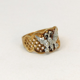 Винтажное золотое (10к) кольцо с бабочкой и бриллиантами, фото №4