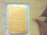 Слиток золота 999.9 0,1 гр. Лот №104, фото №2