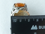 Красивое кольцо серебро 925 пробы Янтарь, фото №9