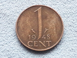 Нидерланды 1 цент 1948 года, фото №2