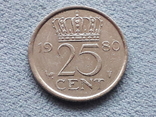 Нидерланды 25 центов 1980 года, фото №2