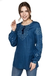 Блуза жіноча Ясміна (льон синій), фото №2