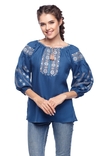 Блуза жіноча Милослава (льон синій), numer zdjęcia 2