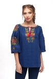 Блуза жіноча Чарівниця (льон синій), фото №2