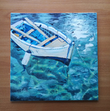 Картина маслом 30х30 Лодка на воде, фото №5