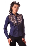 Блуза жіноча Зара (поплін темно-синій), фото №2