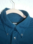 Свободная L рубашка винтаж плотный хлопок бренд лого Hugo Boss, фото №8