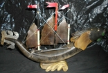 Корабль парусник Дракон из рога буйвола, кость Вьетнам Ручная работа, фото №8