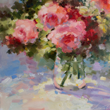 Натюрморт "Розовые розы на столе" копия Липатов" 40х50 масло, фото №4
