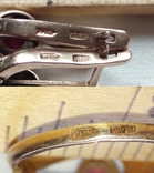 2646 набор комплект кольцо серьги сережки серебро 875 позолота с камнями, фото №6