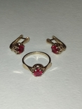 Серебряные серьги и кольцо с камнем.925., фото №5