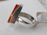(2) Серебряное кольцо 925 пробы с янтарем, фото №8