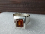 (4) Безразмерное серебряное кольцо 925 пробы с янтарем, фото №4