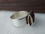 (4) Безразмерное серебряное кольцо 925 пробы с янтарем, фото №5