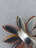 Безразмерное серебряное кольцо 925 пробы с янтарем " Цветок", фото №7