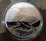 США 1 доллар 1995 г. Серебро. XXVI Летние Олимпийские игры 1996 года в Атланте. бег, фото №3