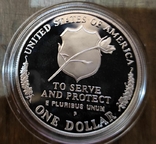 США 1 доллар 1997 г. Национальный Мемориал сотрудников правоохранительных органов. Пруф, фото №3