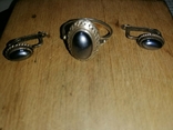 Серьги и кольцо серебро 925 пробы с гематитом, фото №4
