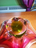 Большая фруктовница,ваза,конфетница,Чехословакия,цветное стекло хрусталь, фото №7